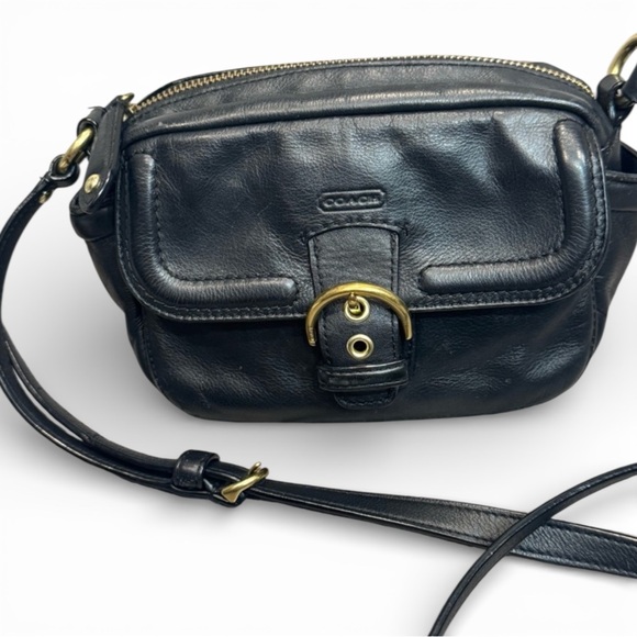 Coach Handbags - Coach Black Campbell Genuine Leather Camera Bag Crossbody F25150